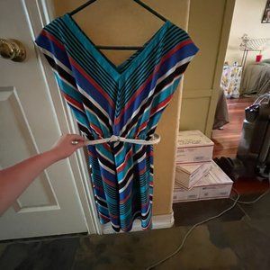 Teal stripped sundress with belt